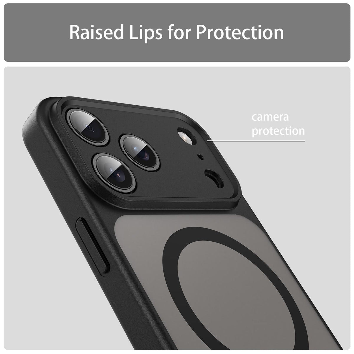 Compatible with iPhone 18 Pro Max Fanying Series Precision Camera Hole PC Dual-Layer TPU Translucent Frosted Magnetic Phone Case - Translucent Black
