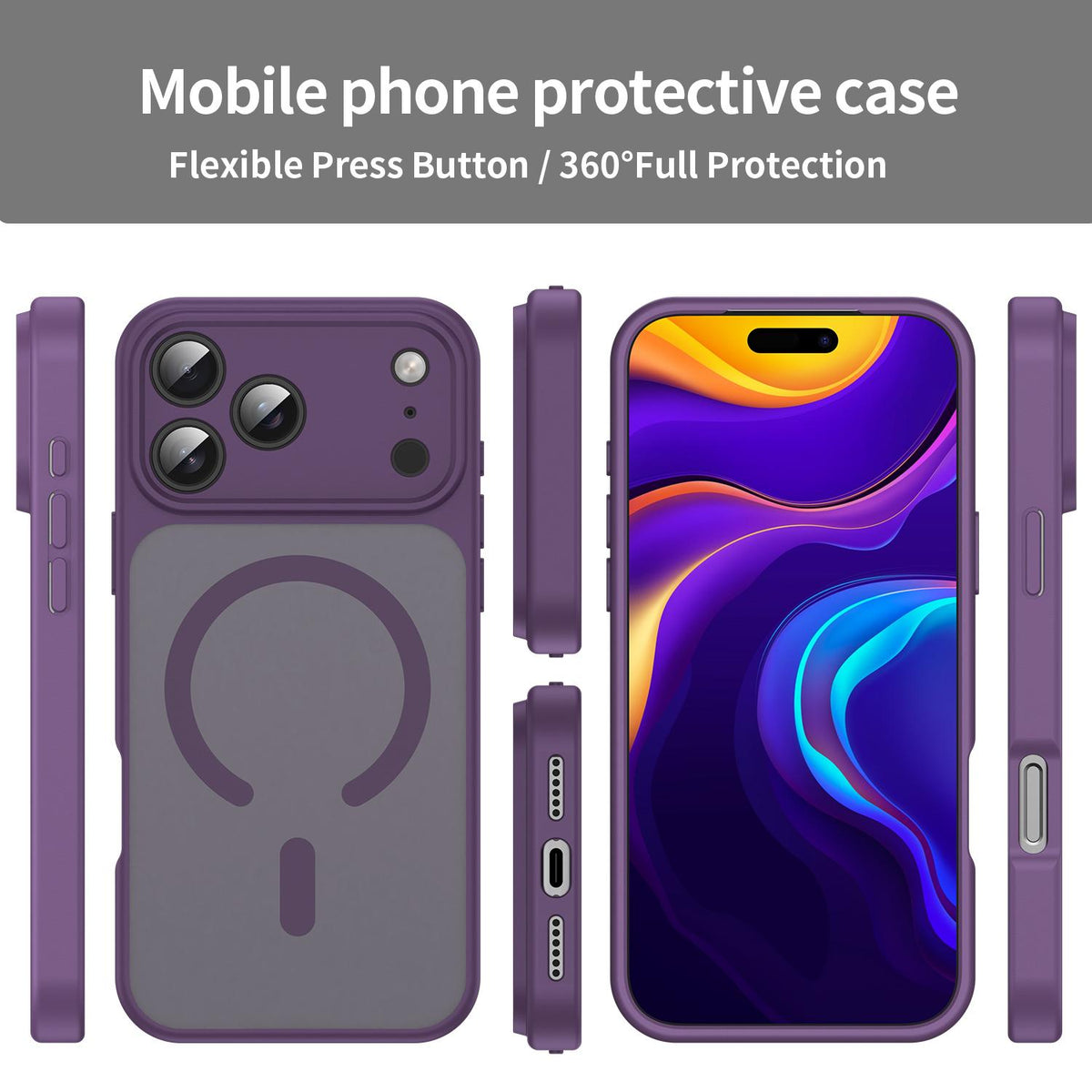 Compatible with iPhone 18 Pro Max Fanying Series Precision Camera Hole PC Dual-Layer TPU Translucent Frosted Magnetic Phone Case - Crystal Purple