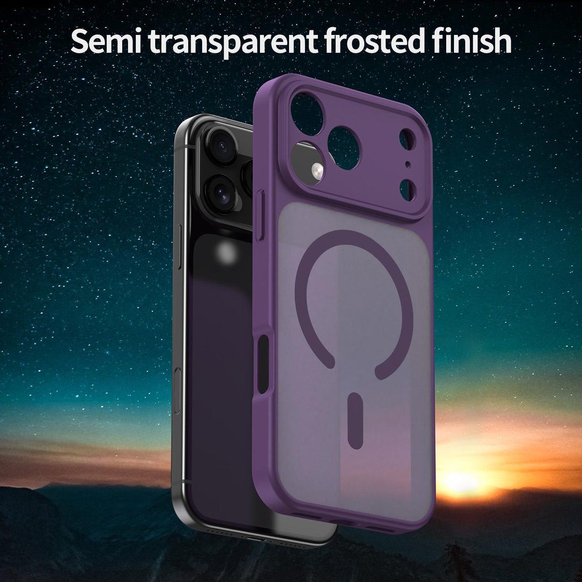 Compatible with iPhone 18 Pro Max Fanying Series Precision Camera Hole PC Dual-Layer TPU Translucent Frosted Magnetic Phone Case - Crystal Purple