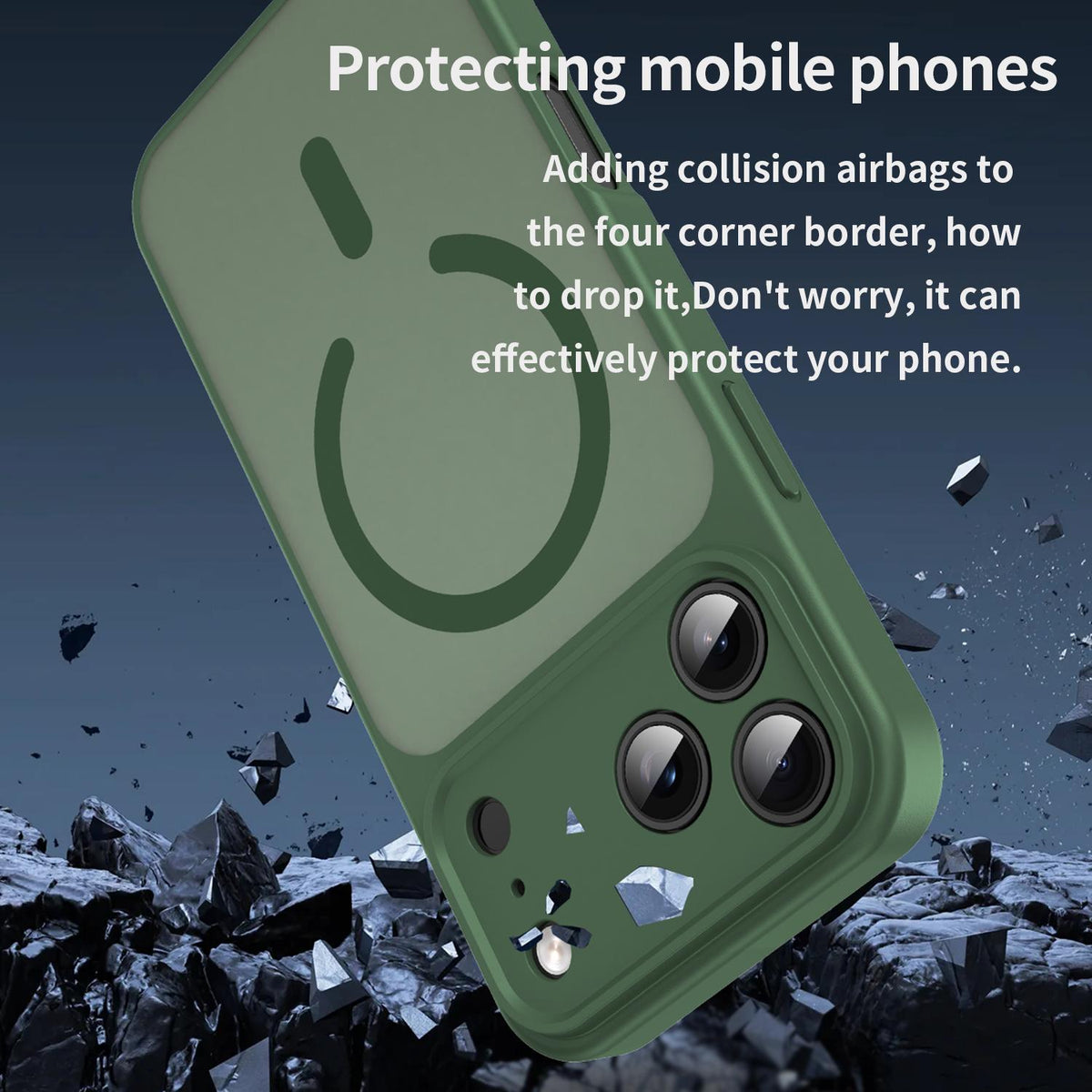 Compatible with iPhone 18 Pro Max Fanying Series Precision Camera Hole PC Dual-Layer TPU Translucent Frosted Magnetic Phone Case - Olive Green