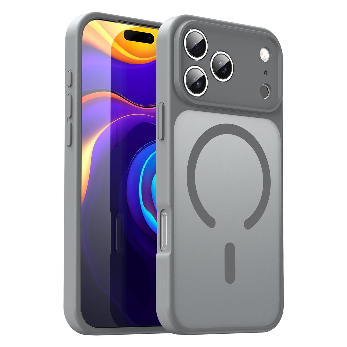 Compatible with iPhone 18 Pro Max Fanying Series Precision Camera Hole PC Dual-Layer TPU Translucent Frosted Magnetic Phone Case - Silver Grey