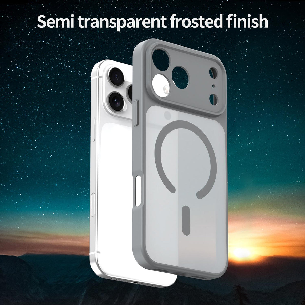 Compatible with iPhone 18 Pro Max Fanying Series Precision Camera Hole PC Dual-Layer TPU Translucent Frosted Magnetic Phone Case - Silver Grey