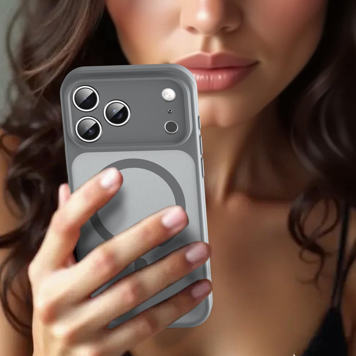 Compatible with iPhone 18 Pro Max Fanying Series Precision Camera Hole PC Dual-Layer TPU Translucent Frosted Magnetic Phone Case - Silver Grey
