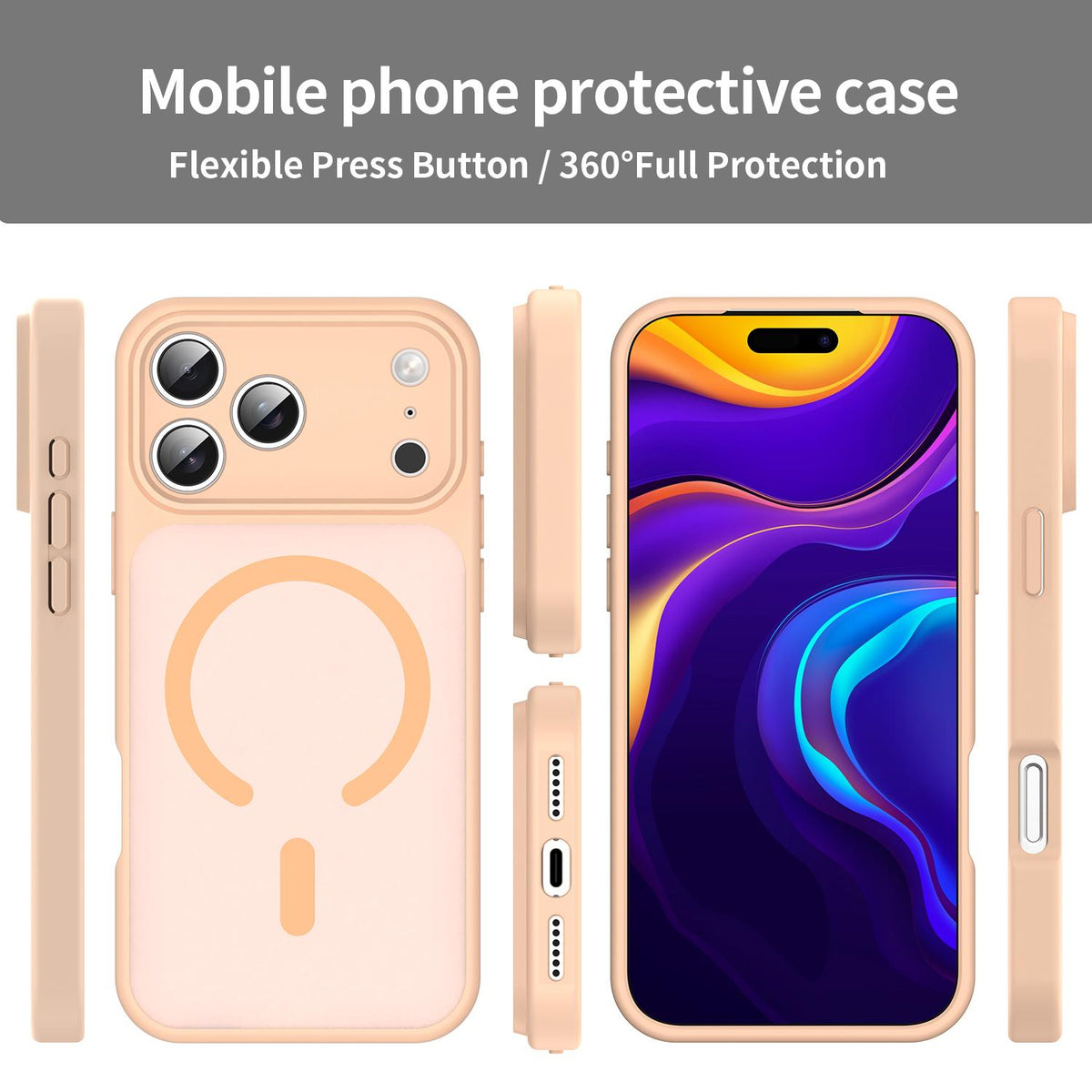 Compatible with iPhone 18 Pro Max Fanying Series Precision Camera Hole PC Dual-Layer TPU Translucent Frosted Magnetic Phone Case - Rouge Powder
