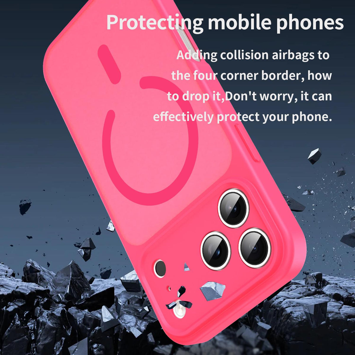 Compatible with iPhone 18 Pro Fanying Series Precision Camera Hole PC Dual-Layer TPU Translucent Frosted Magnetic Phone Case - Rose Red