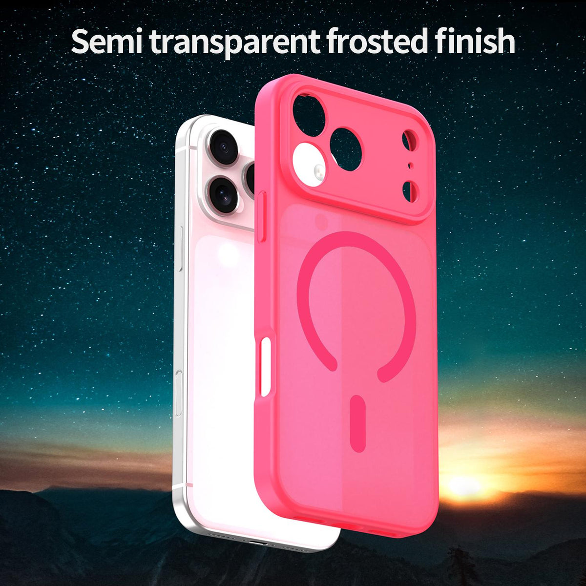 Compatible with iPhone 18 Pro Fanying Series Precision Camera Hole PC Dual-Layer TPU Translucent Frosted Magnetic Phone Case - Rose Red