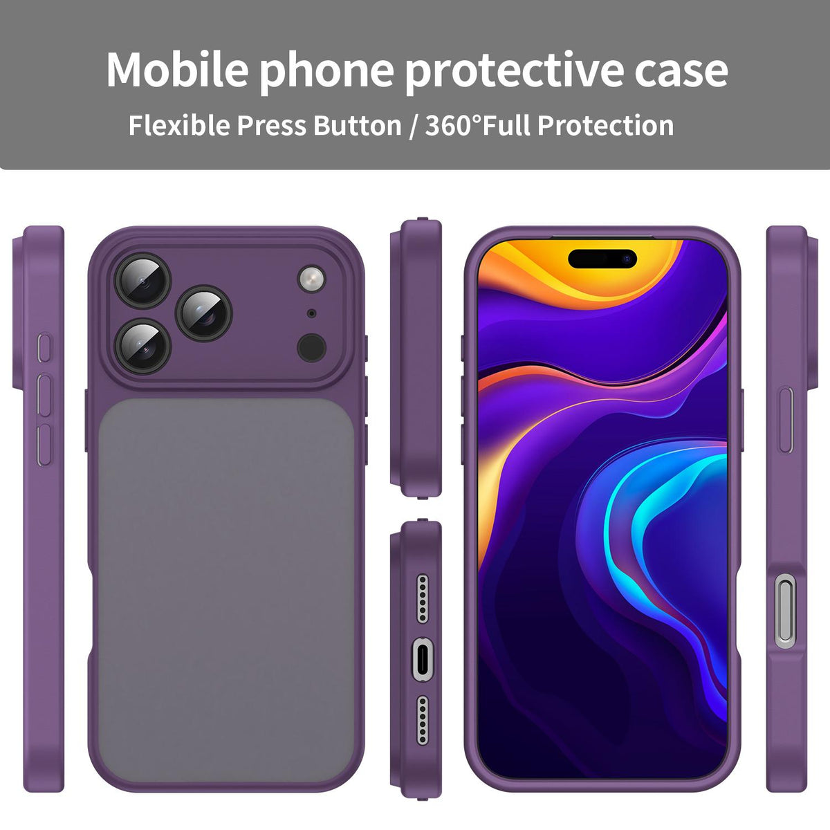 Compatible with iPhone 18 Pro Max Fanying Series Precision Camera Hole PC Dual-Layer TPU Translucent Frosted Phone Case - Crystal Purple