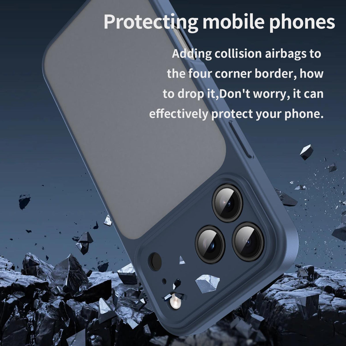Compatible with iPhone 18 Pro Max Fanying Series Precision Camera Hole PC Dual-Layer TPU Translucent Frosted Phone Case - Cyan Blue