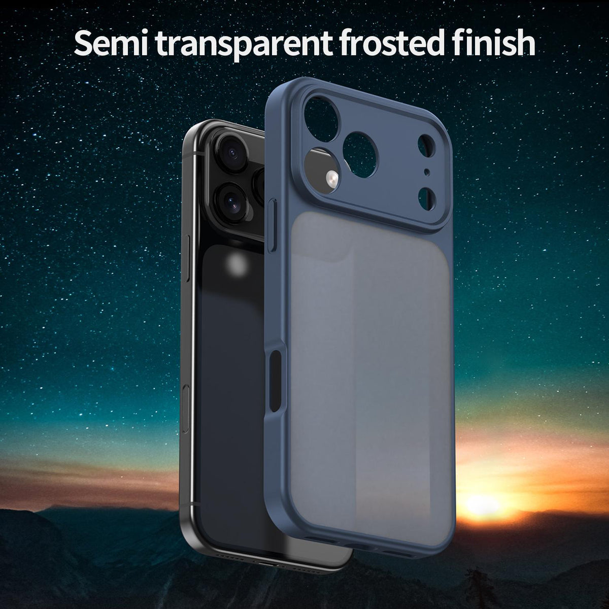 Compatible with iPhone 18 Pro Max Fanying Series Precision Camera Hole PC Dual-Layer TPU Translucent Frosted Phone Case - Cyan Blue