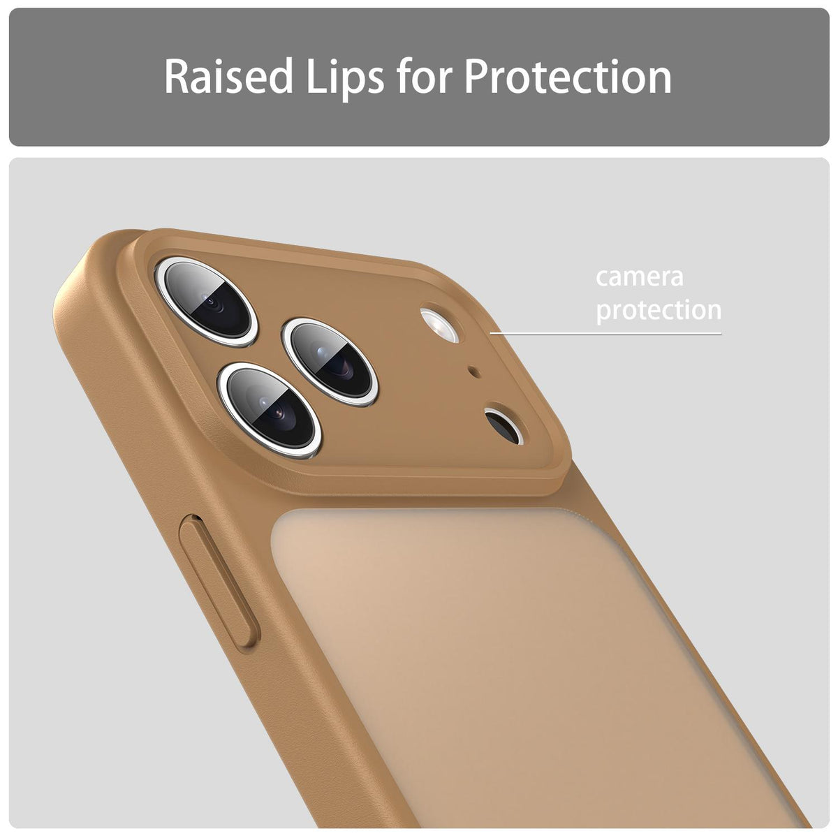 Compatible with iPhone 18 Pro Max Fanying Series Precision Camera Hole PC Dual-Layer TPU Translucent Frosted Phone Case - Desert Gold