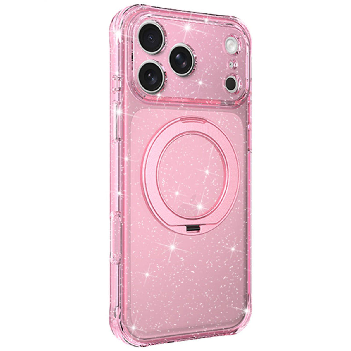 Compatible with iPhone 18 Pro Glitter 360 Rotation Magnetic Holder Phone Case - Pink