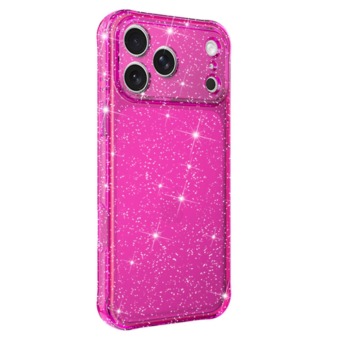 Compatible with iPhone 18 Pro Max Air-cushioned Corners Shockproof IMD Glitter Phone Case - Rose Red