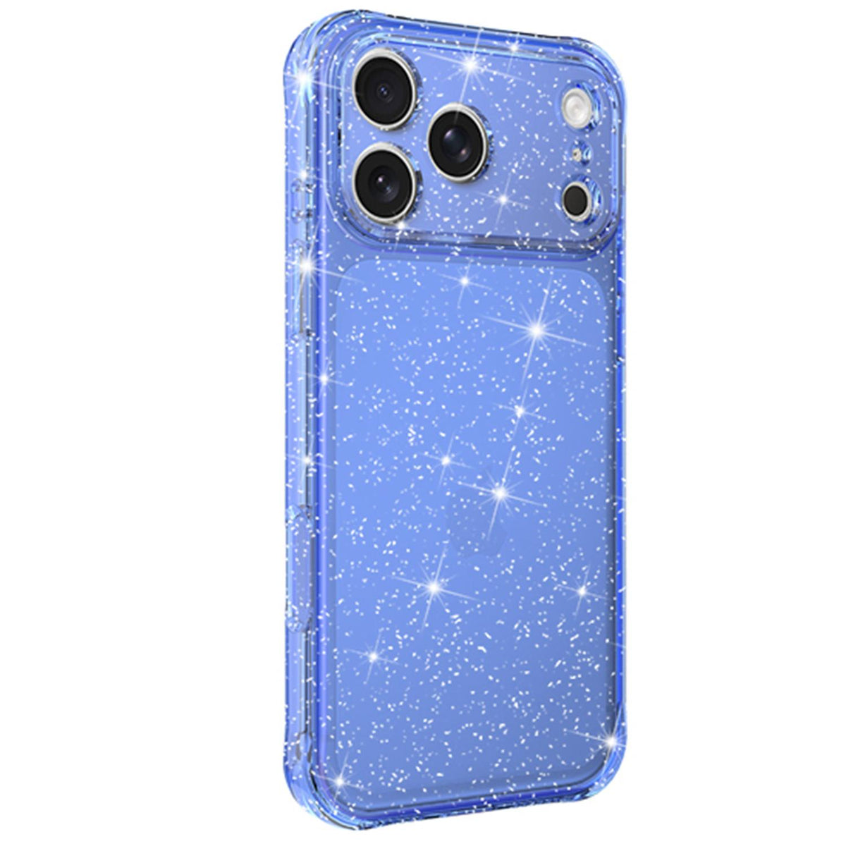 Compatible with iPhone 18 Pro Max Air-cushioned Corners Shockproof IMD Glitter Phone Case - Blue