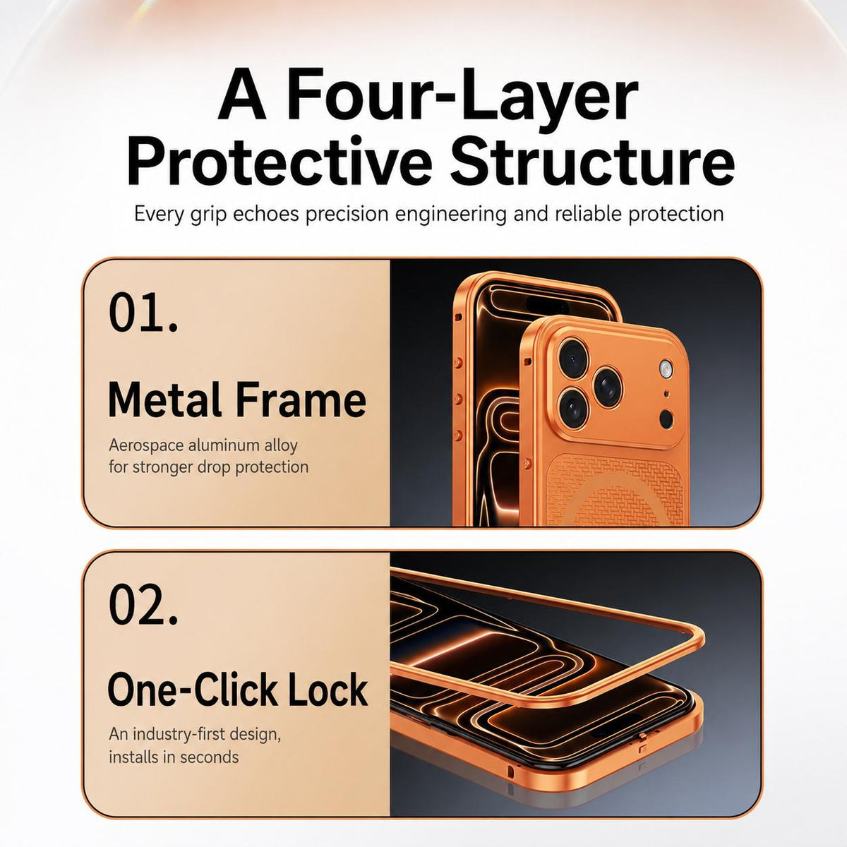 Compatible with iPhone 18 Pro Max Cooling Magnetic Buckle Metal Shockproof Phone Case - Black