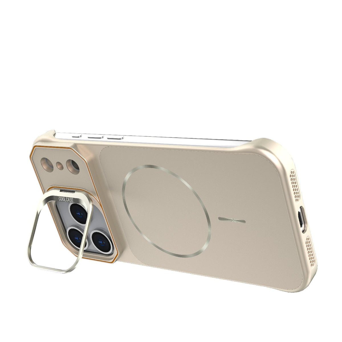 Compatible with iPhone 18 Pro Max Frameless Half-Wrapped PC Magnetic Phone Case - Rose Gold