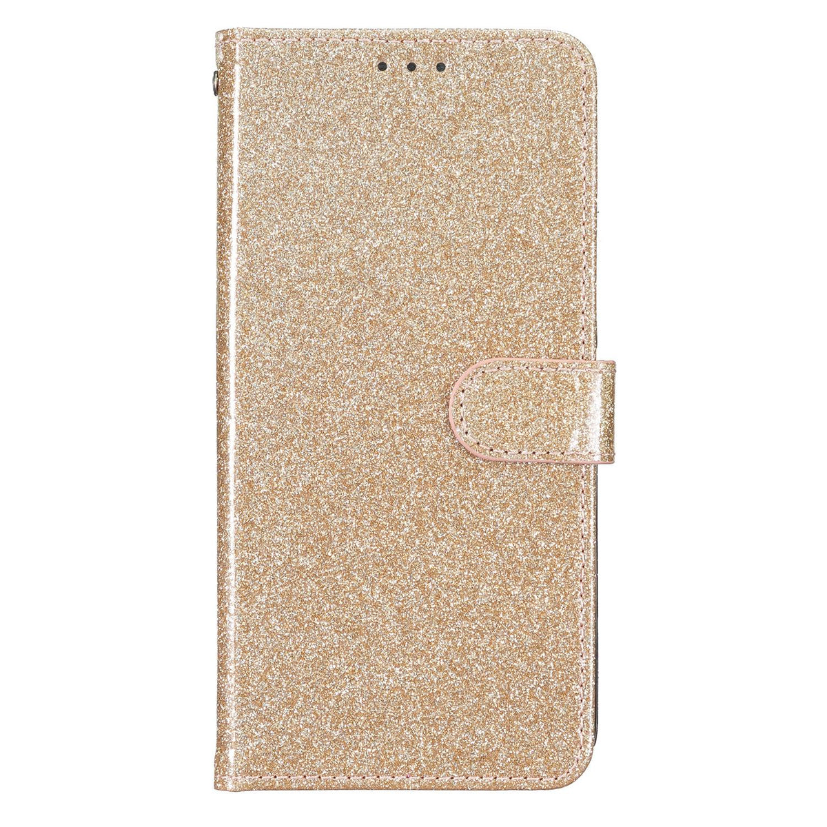 Compatible with iPhone 18 Pro Max Glitter Powder Flip Leather Phone Case - Gold