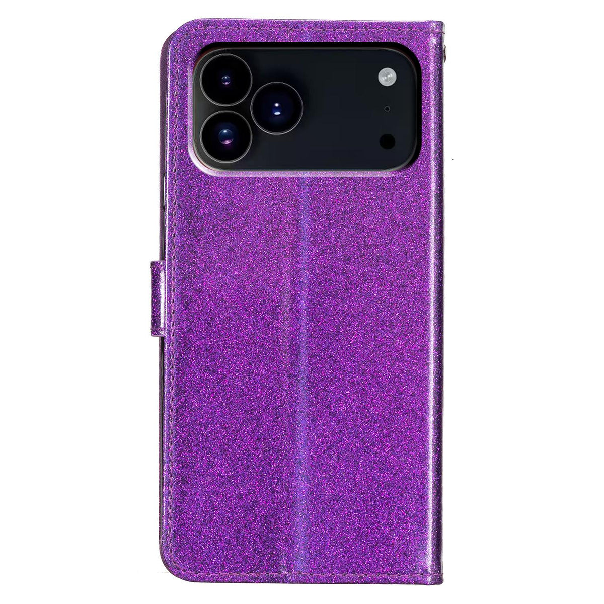 Compatible with iPhone 18 Pro Glitter Powder Flip Leather Phone Case - Purple