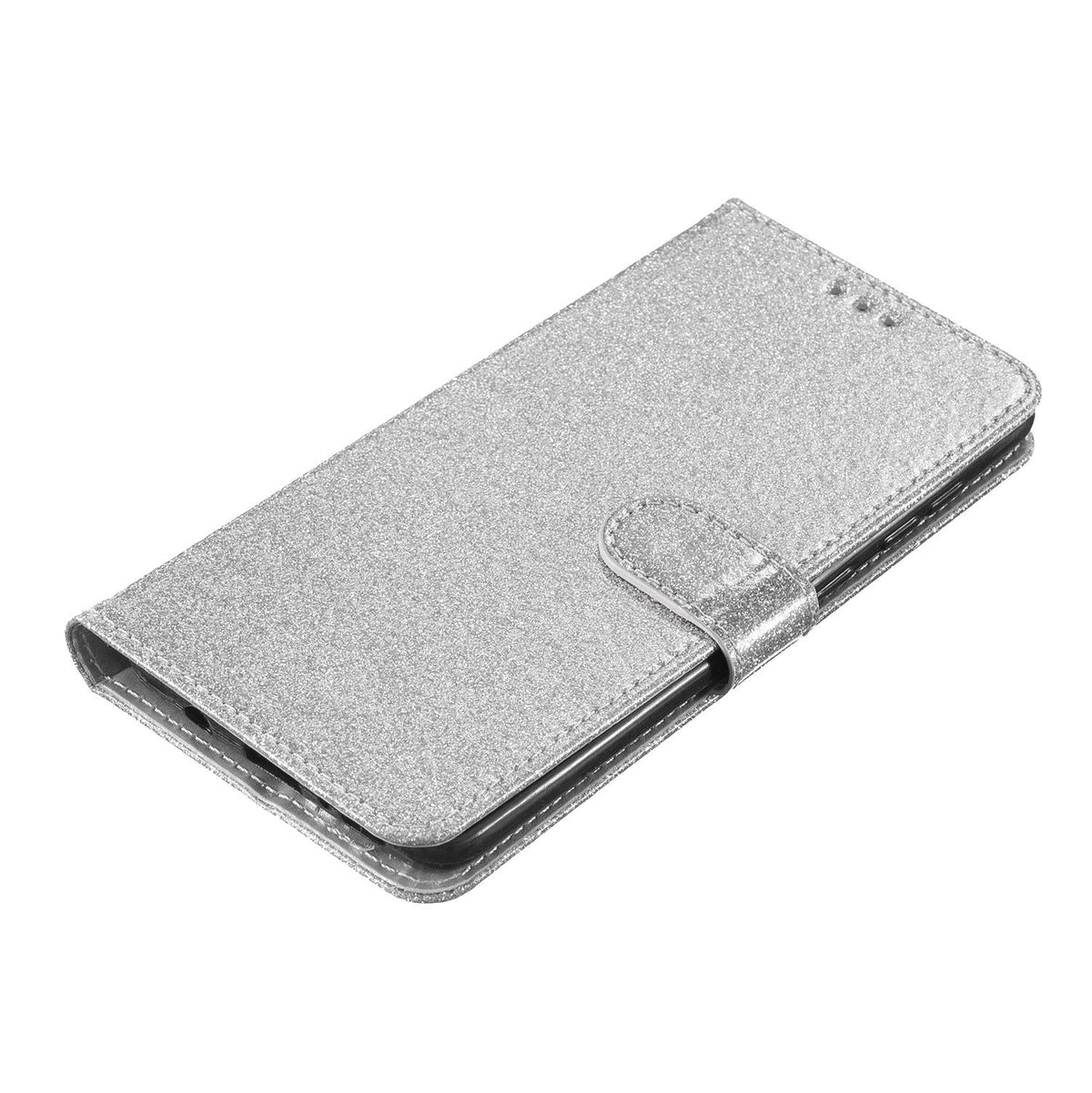 Compatible with iPhone 18 Pro Glitter Powder Flip Leather Phone Case - Silver