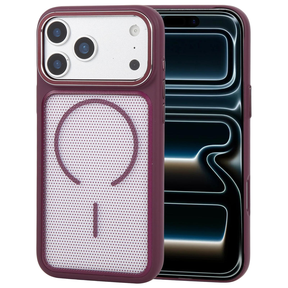 Compatible with iPhone 18 Pro GEBEI Skin Feel Starry Dot Magnetic Phone Case - Dark Cherry