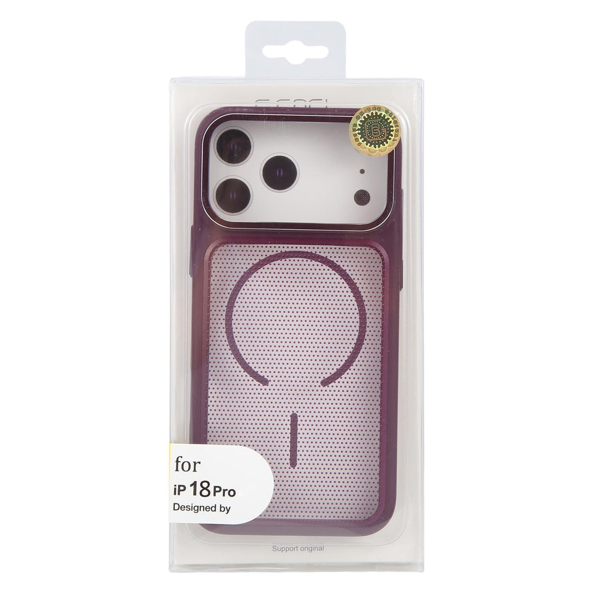 Compatible with iPhone 18 Pro GEBEI Skin Feel Starry Dot Magnetic Phone Case - Dark Cherry