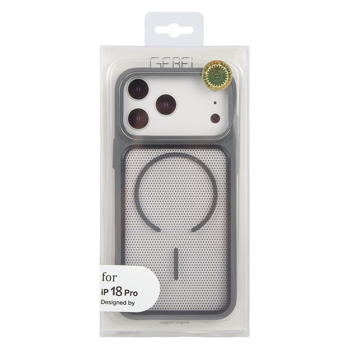 Compatible with iPhone 18 Pro GEBEI Skin Feel Starry Dot Magnetic Phone Case - Grey