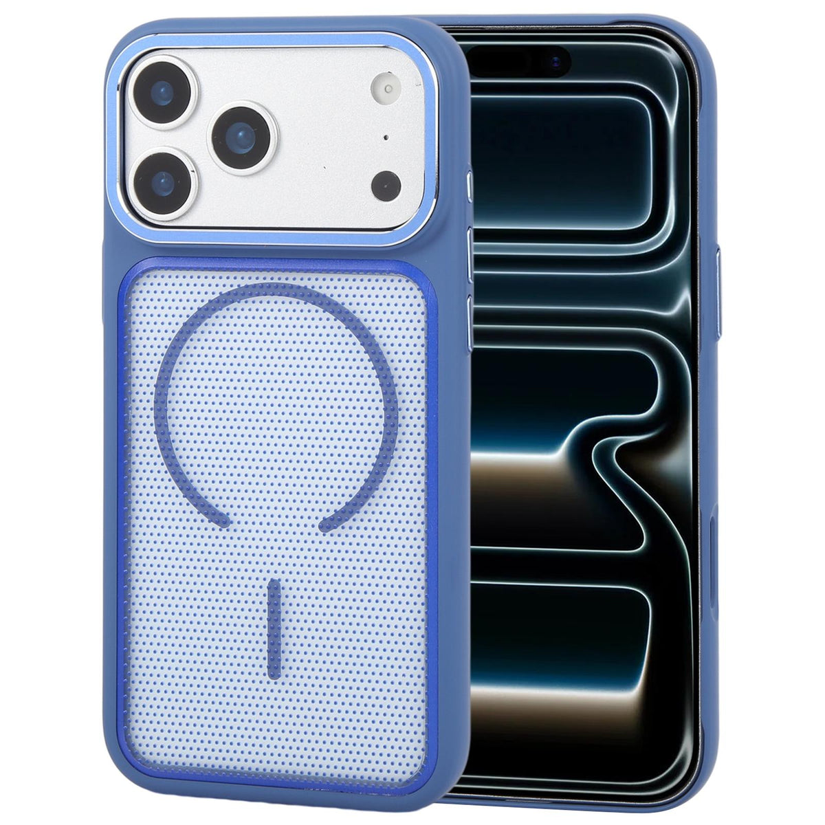 Compatible with iPhone 18 Pro Max GEBEI Skin Feel Starry Dot Magnetic Phone Case - Blue