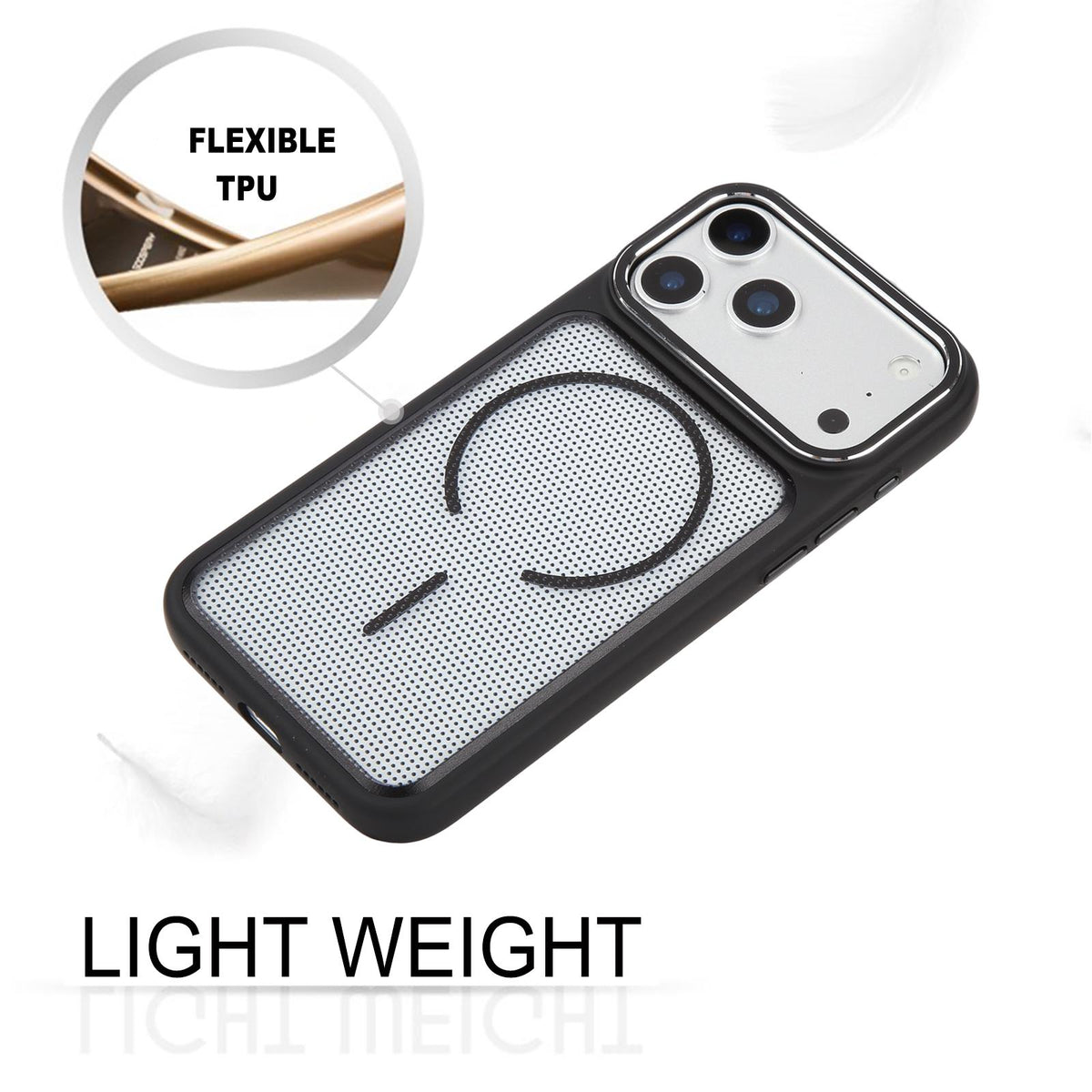 Compatible with iPhone 18 Pro Max GEBEI Skin Feel Starry Dot Magnetic Phone Case - Black