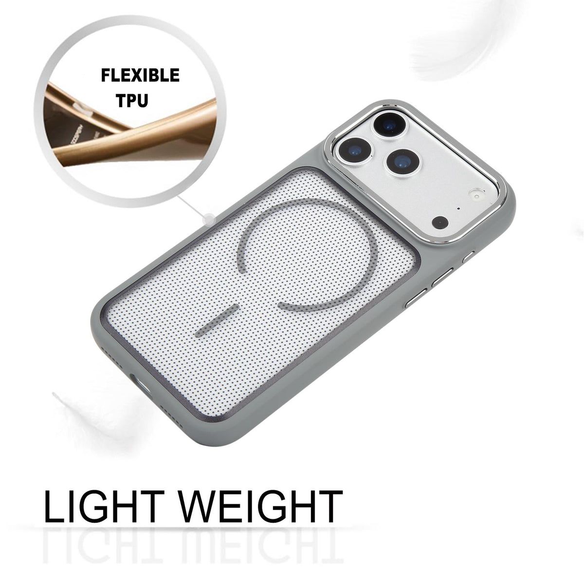 Compatible with iPhone 18 Pro Max GEBEI Skin Feel Starry Dot Magnetic Phone Case - Grey