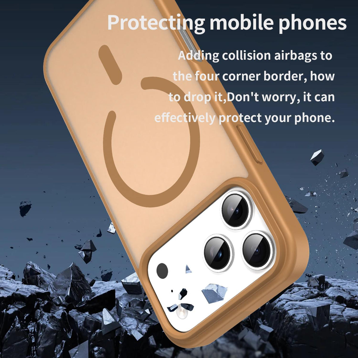 Compatible with iPhone 18 Pro Max Fanying Series PC Dual-Layer TPU Translucent Frosted MagSafe Phone Case - Desert Gold