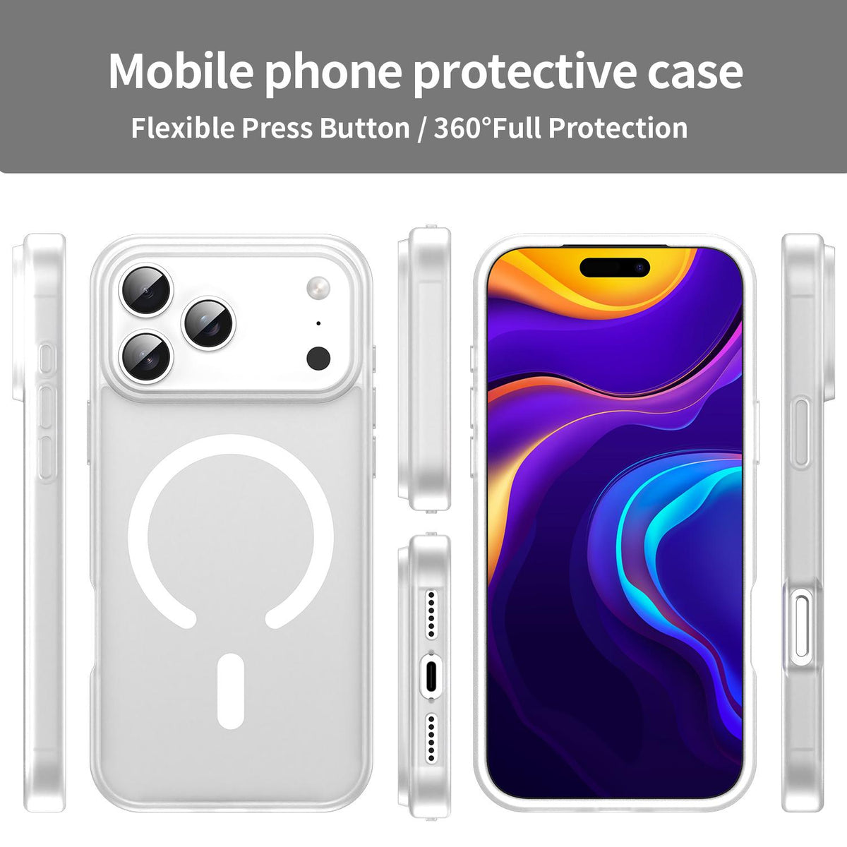 Compatible with iPhone 18 Pro Max Fanying Series PC Dual-Layer TPU Translucent Frosted MagSafe Phone Case - Matte White