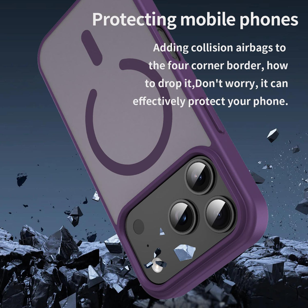 Compatible with iPhone 18 Pro Fanying Series PC Dual-Layer TPU Translucent Frosted MagSafe Phone Case - Crystal Purple