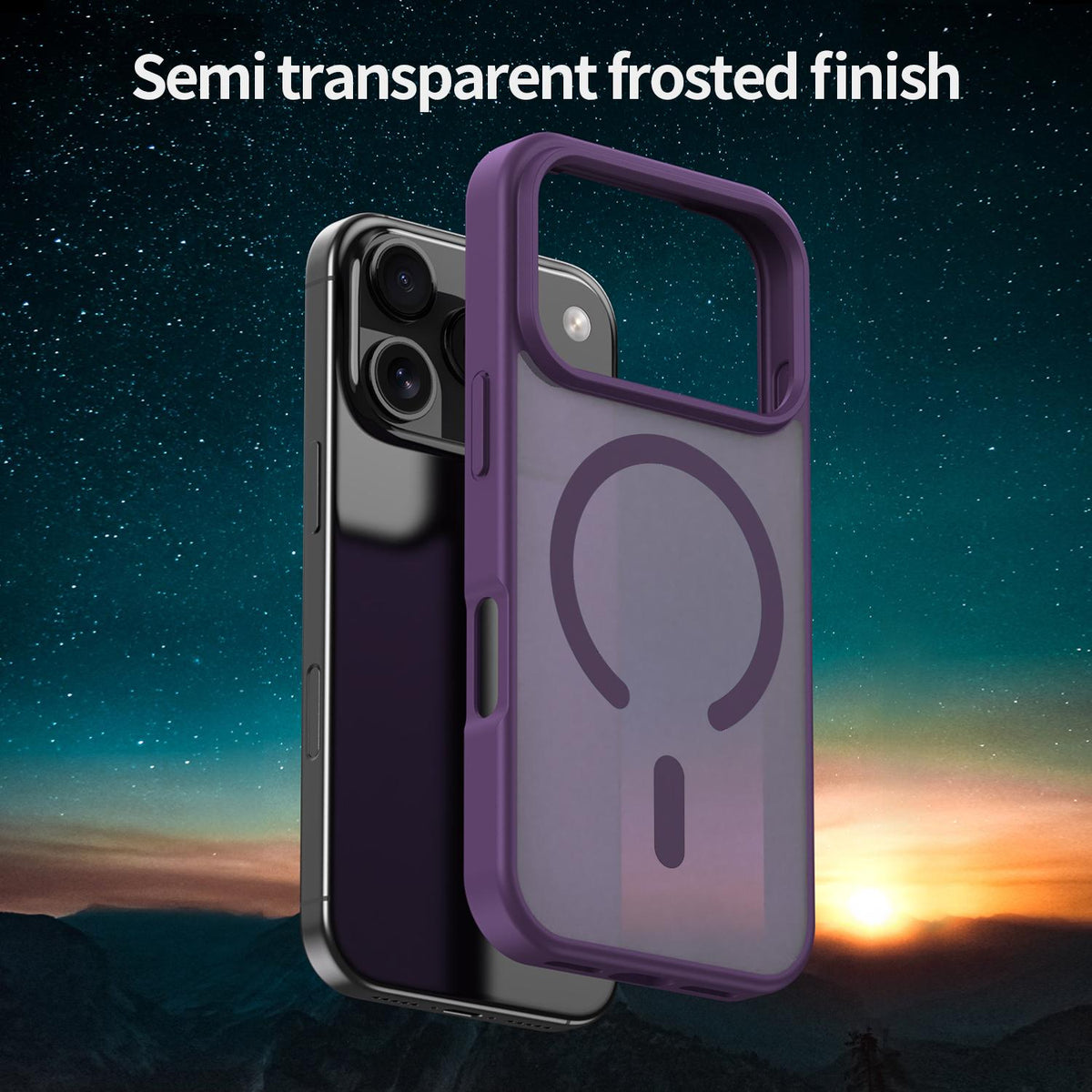 Compatible with iPhone 18 Pro Fanying Series PC Dual-Layer TPU Translucent Frosted MagSafe Phone Case - Crystal Purple