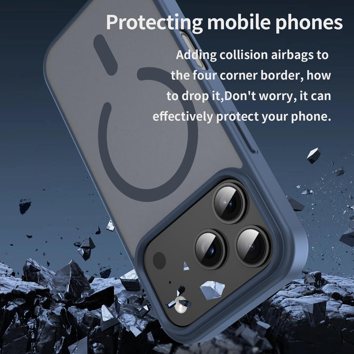 Compatible with iPhone 18 Pro Fanying Series PC Dual-Layer TPU Translucent Frosted MagSafe Phone Case - Cyan Blue