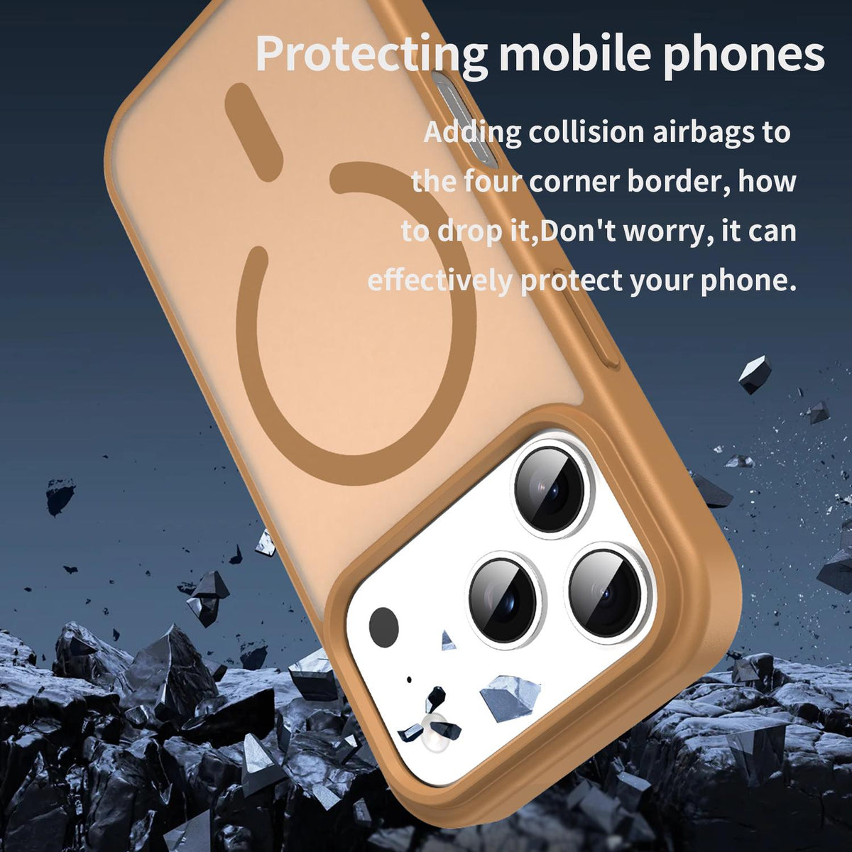 Compatible with iPhone 18 Pro Fanying Series PC Dual-Layer TPU Translucent Frosted MagSafe Phone Case - Desert Gold