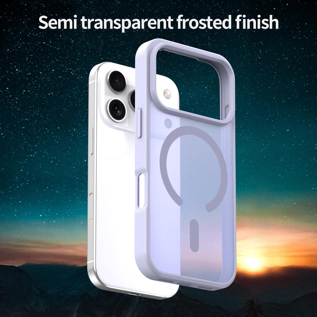 Compatible with iPhone 18 Pro Fanying Series PC Dual-Layer TPU Translucent Frosted MagSafe Phone Case - Lavender