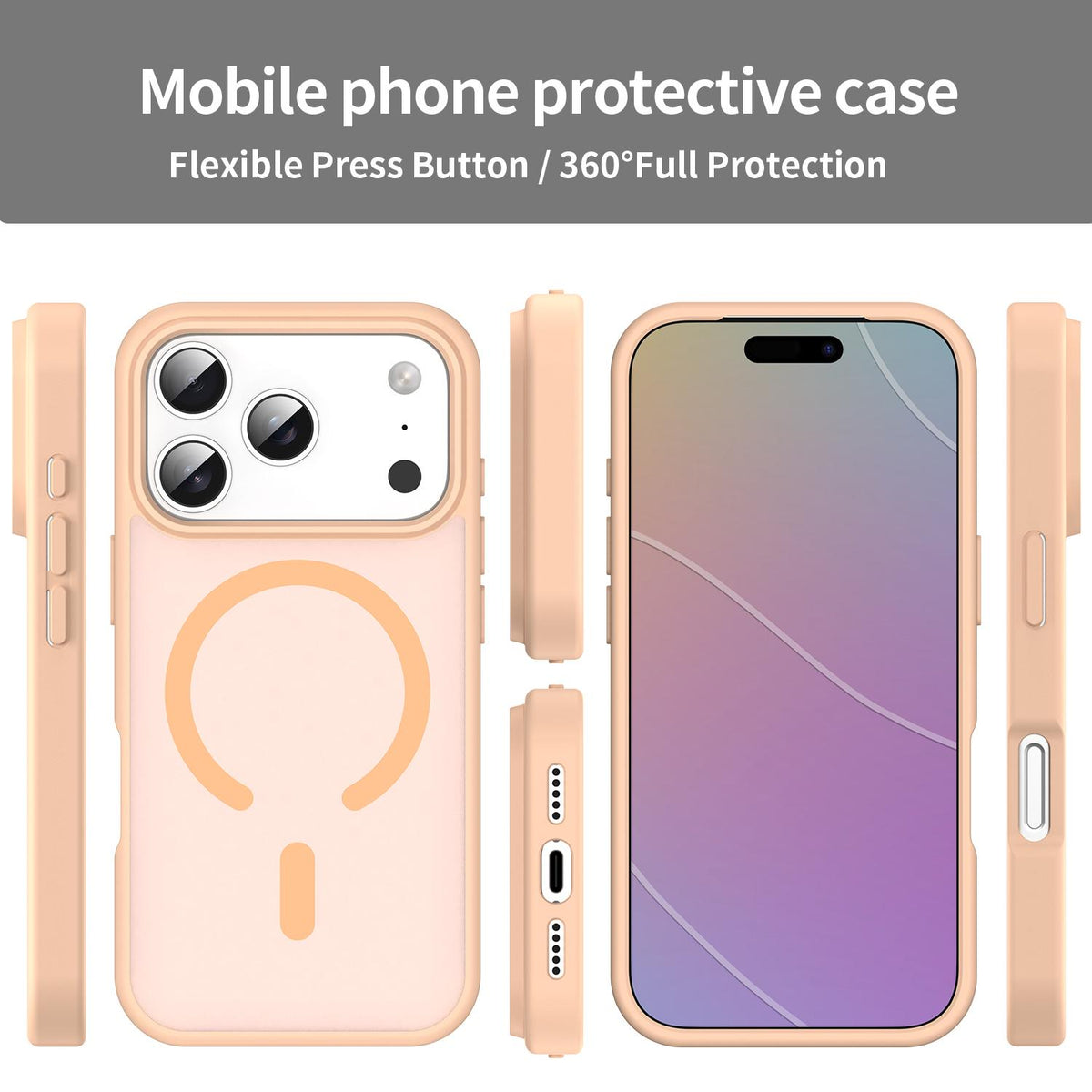 Compatible with iPhone 18 Pro Fanying Series PC Dual-Layer TPU Translucent Frosted MagSafe Phone Case - Rouge Powder