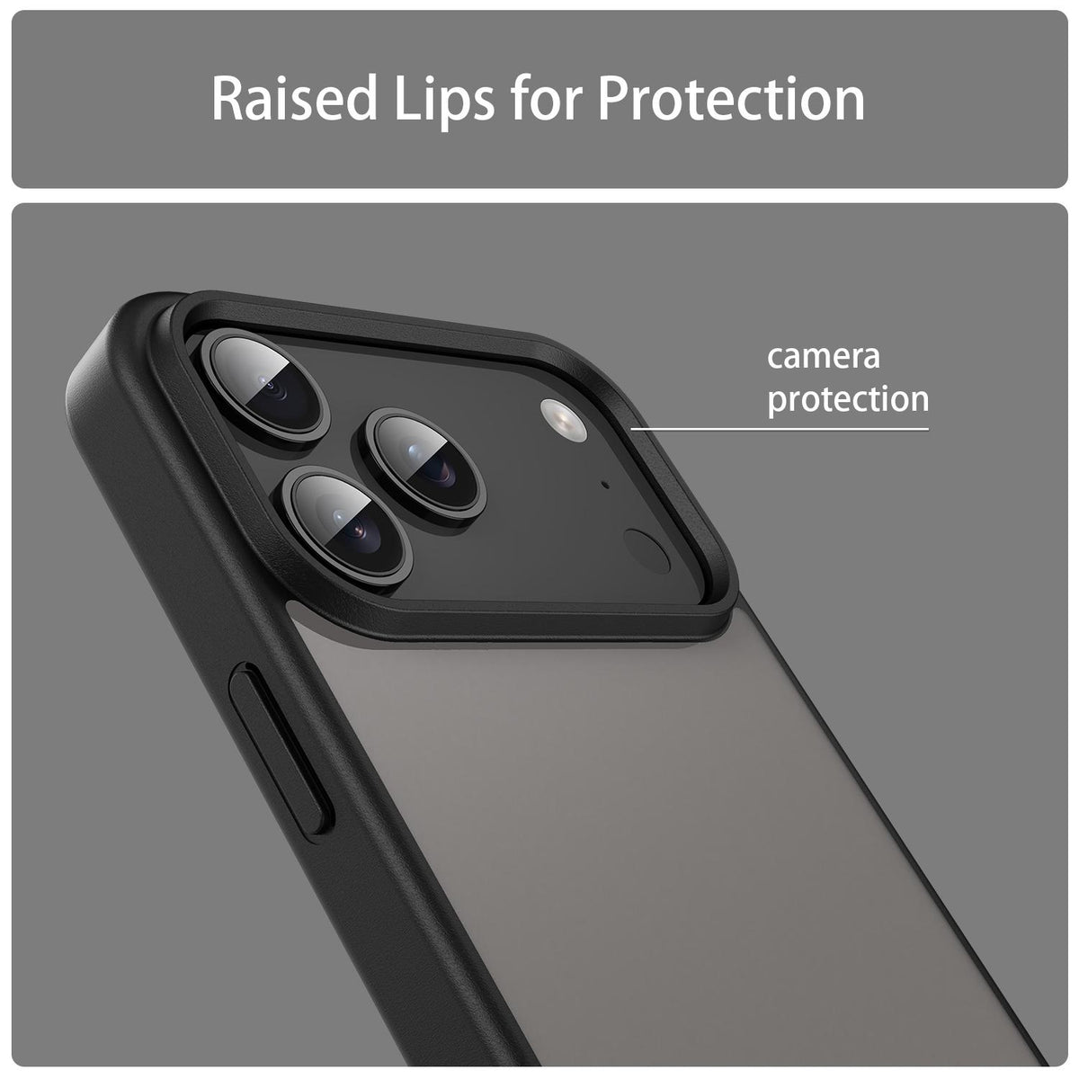 Compatible with iPhone 18 Pro Max Fanying Series PC Dual-Layer TPU Translucent Frosted Phone Case - Translucent Black