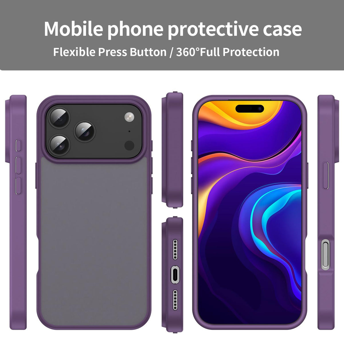 Compatible with iPhone 18 Pro Max Fanying Series PC Dual-Layer TPU Translucent Frosted Phone Case - Crystal Purple