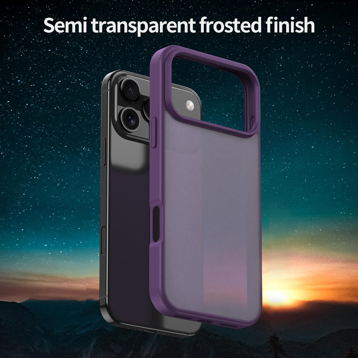 Compatible with iPhone 18 Pro Max Fanying Series PC Dual-Layer TPU Translucent Frosted Phone Case - Crystal Purple