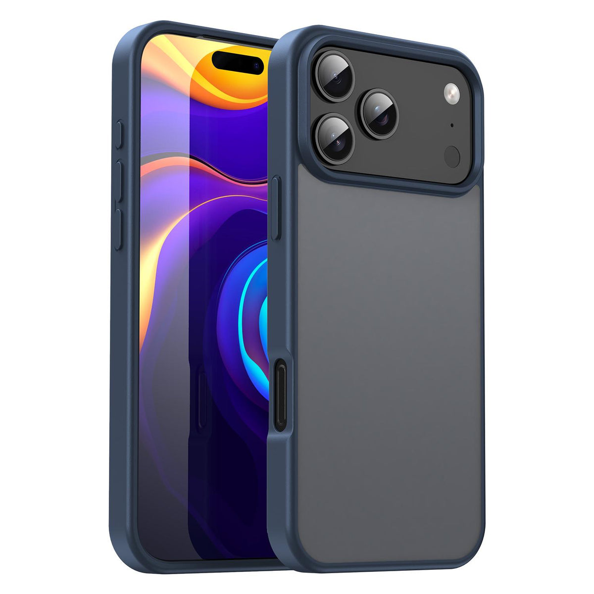 Compatible with iPhone 18 Pro Max Fanying Series PC Dual-Layer TPU Translucent Frosted Phone Case - Cyan Blue