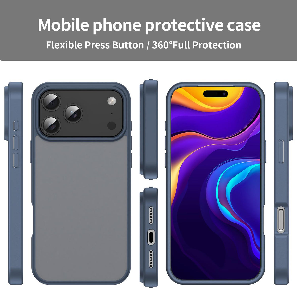 Compatible with iPhone 18 Pro Max Fanying Series PC Dual-Layer TPU Translucent Frosted Phone Case - Cyan Blue