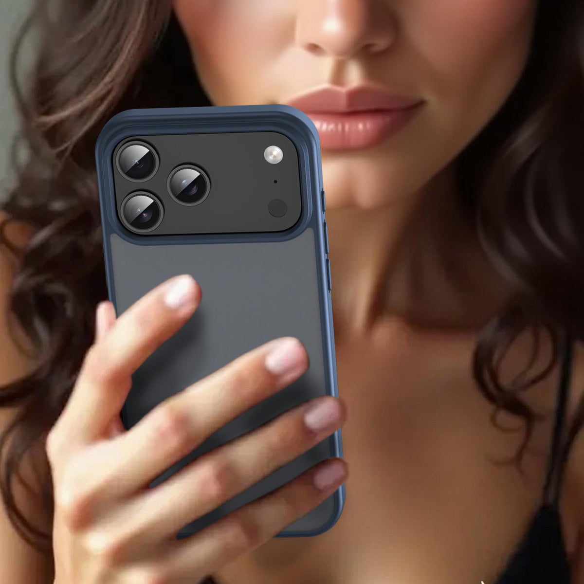 Compatible with iPhone 18 Pro Max Fanying Series PC Dual-Layer TPU Translucent Frosted Phone Case - Cyan Blue