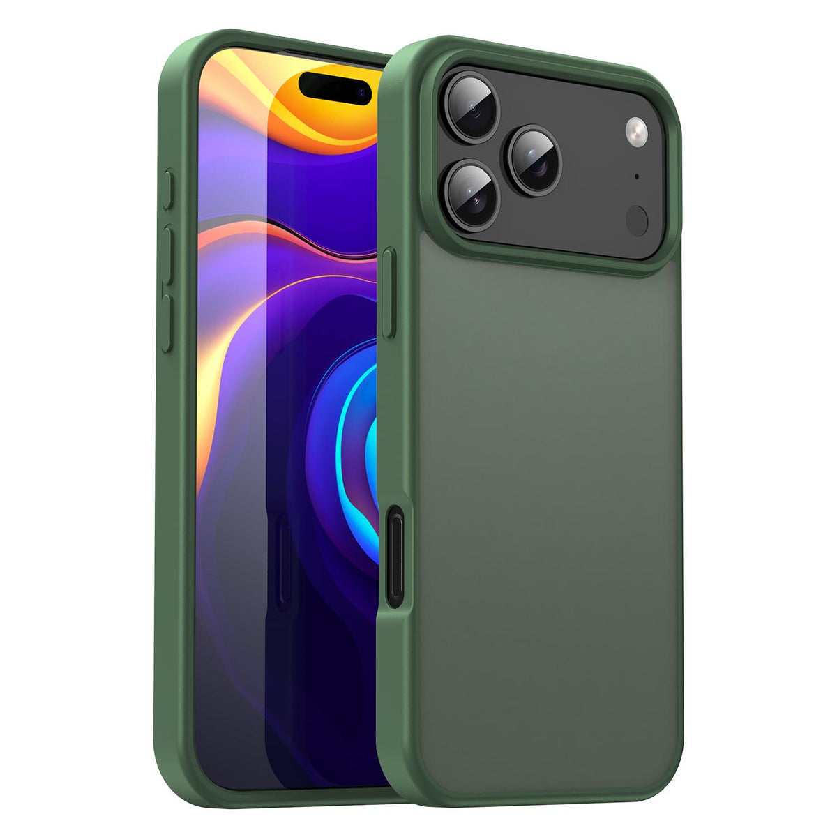 Compatible with iPhone 18 Pro Max Fanying Series PC Dual-Layer TPU Translucent Frosted Phone Case - Olive Green