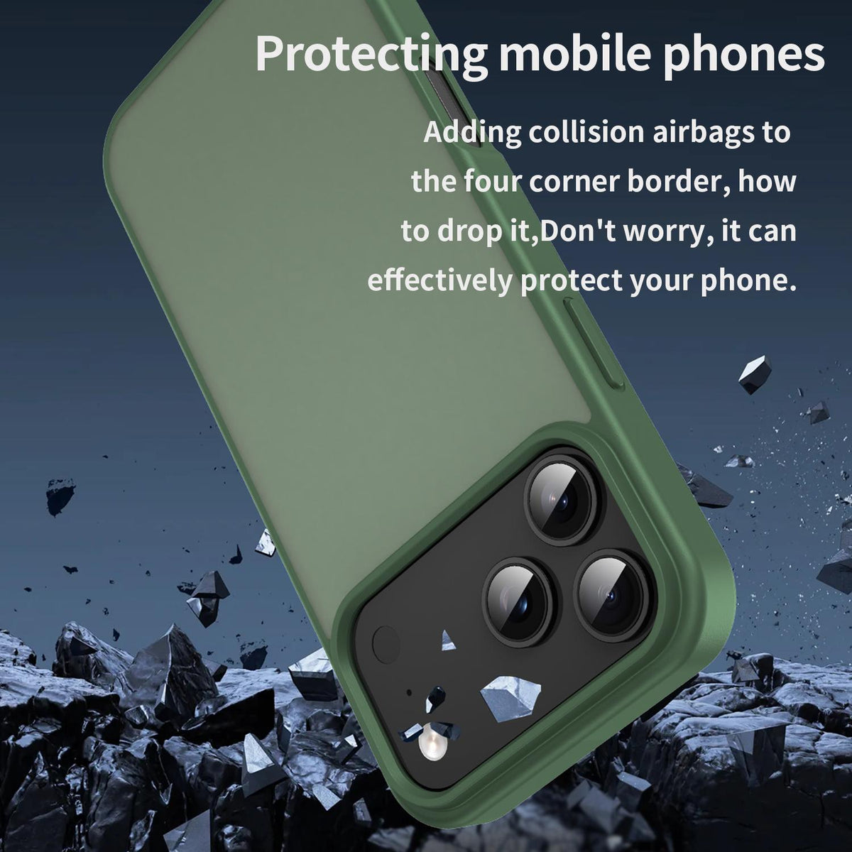 Compatible with iPhone 18 Pro Max Fanying Series PC Dual-Layer TPU Translucent Frosted Phone Case - Olive Green