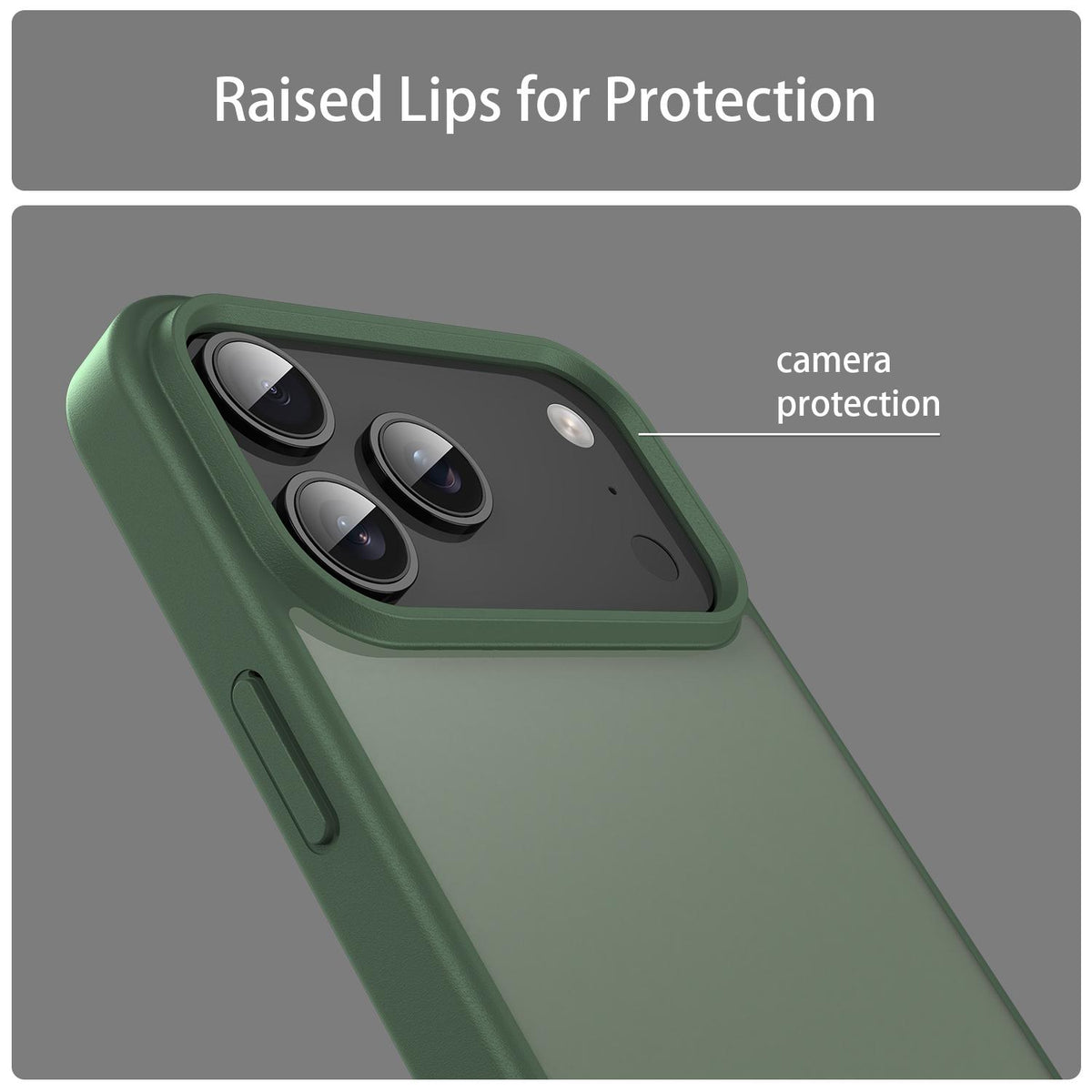 Compatible with iPhone 18 Pro Max Fanying Series PC Dual-Layer TPU Translucent Frosted Phone Case - Olive Green