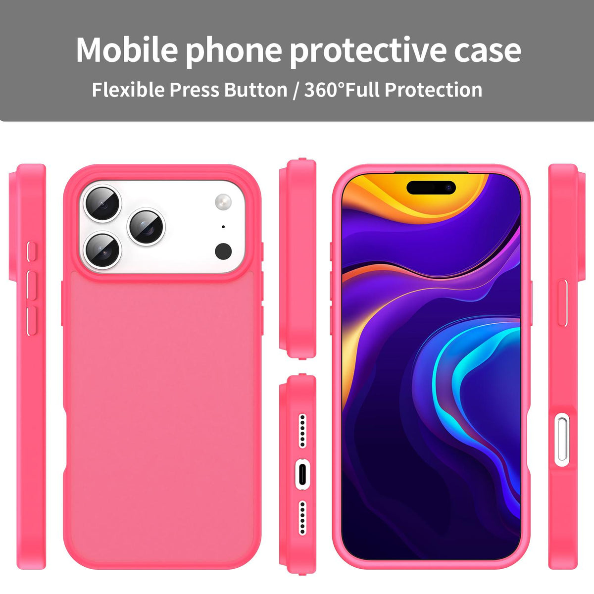 Compatible with iPhone 18 Pro Max Fanying Series PC Dual-Layer TPU Translucent Frosted Phone Case - Rose Red