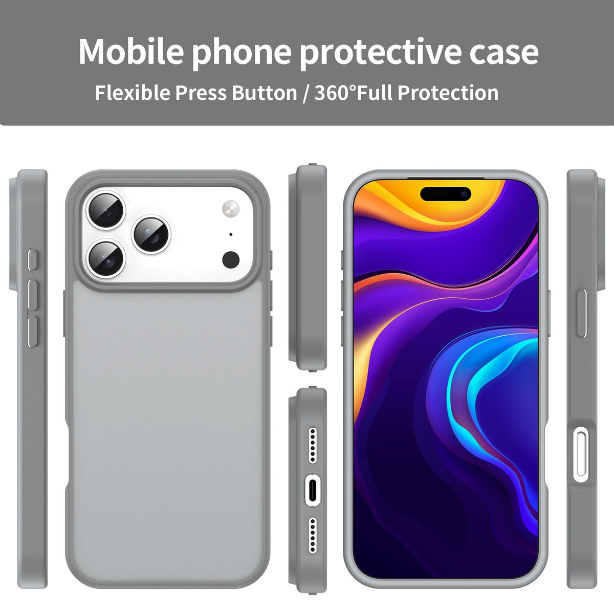 Compatible with iPhone 18 Pro Max Fanying Series PC Dual-Layer TPU Translucent Frosted Phone Case - Silver Grey