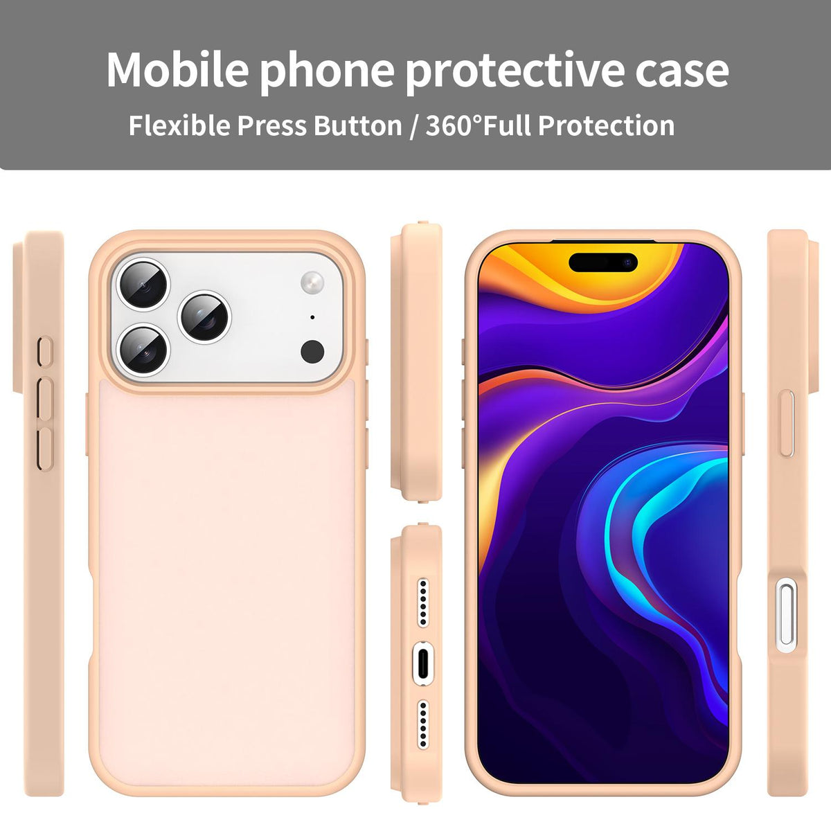 Compatible with iPhone 18 Pro Max Fanying Series PC Dual-Layer TPU Translucent Frosted Phone Case - Rouge Powder