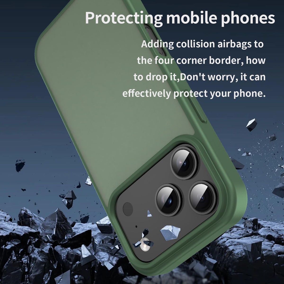 Compatible with iPhone 18 Pro Fanying Series PC Dual-Layer TPU Translucent Frosted Phone Case - Olive Green