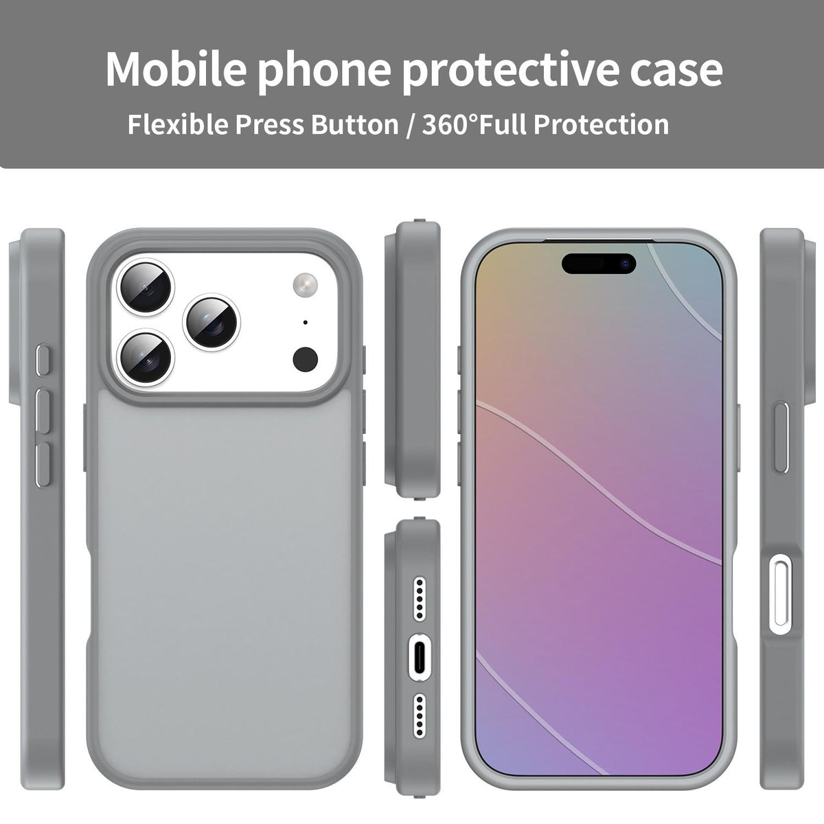 Compatible with iPhone 18 Pro Fanying Series PC Dual-Layer TPU Translucent Frosted Phone Case - Silver Grey
